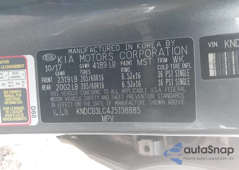 2018 Kia Niro Lx z USA, uszkodzony, nr VIN KNDCB3LC4J5138885